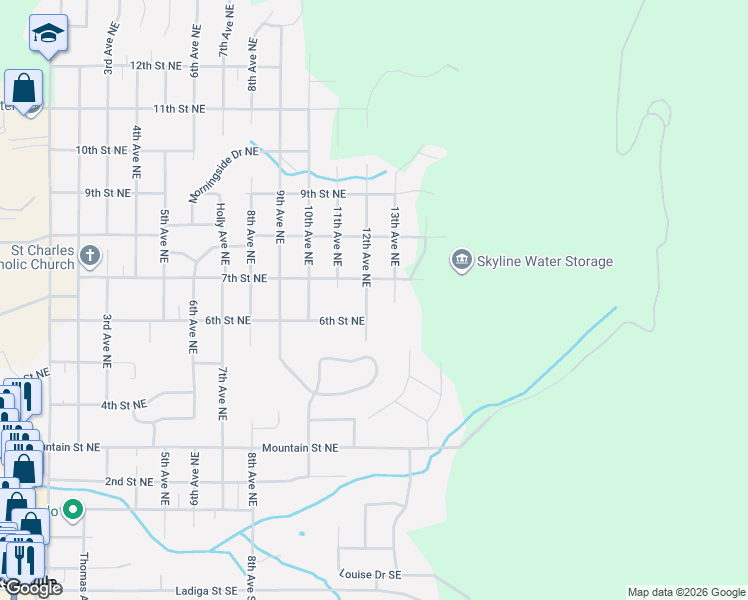 map of restaurants, bars, coffee shops, grocery stores, and more near 606 12th Avenue Northeast in Jacksonville