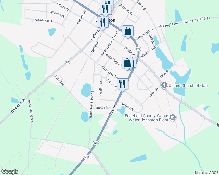 map of restaurants, bars, coffee shops, grocery stores, and more near 41 Walker Street in Johnston