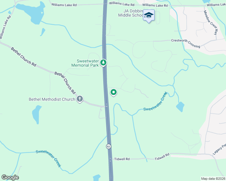 map of restaurants, bars, coffee shops, grocery stores, and more near 19 Marvin Park in Powder Springs