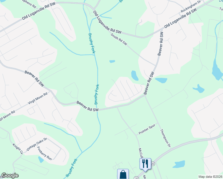 map of restaurants, bars, coffee shops, grocery stores, and more near 4263 Grove Lake Street Southwest in Loganville