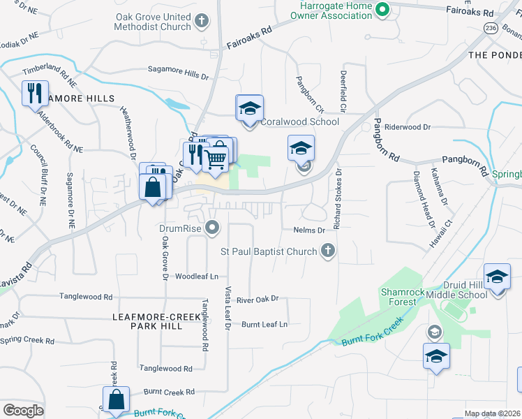 map of restaurants, bars, coffee shops, grocery stores, and more near 1463 Altamont Drive in Decatur