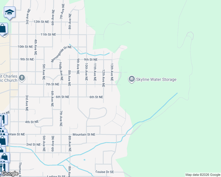 map of restaurants, bars, coffee shops, grocery stores, and more near 607 13th Avenue Northeast in Jacksonville