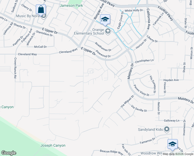 map of restaurants, bars, coffee shops, grocery stores, and more near Golden Harvest Drive in Corona