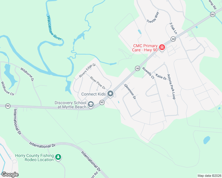 map of restaurants, bars, coffee shops, grocery stores, and more near 4020 South Carolina 90 in Conway