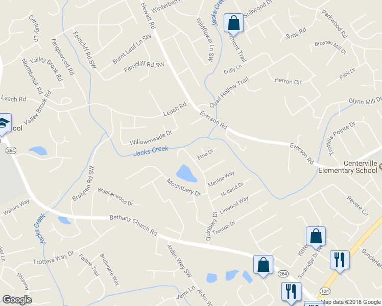 map of restaurants, bars, coffee shops, grocery stores, and more near 2816 Quinbery Drive in Snellville