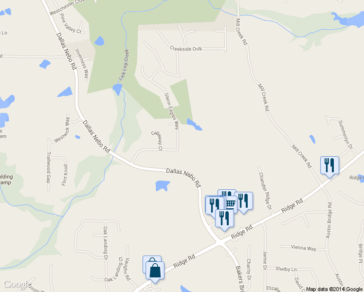 map of restaurants, bars, coffee shops, grocery stores, and more near 152 Glenn Eagles Way in Hiram