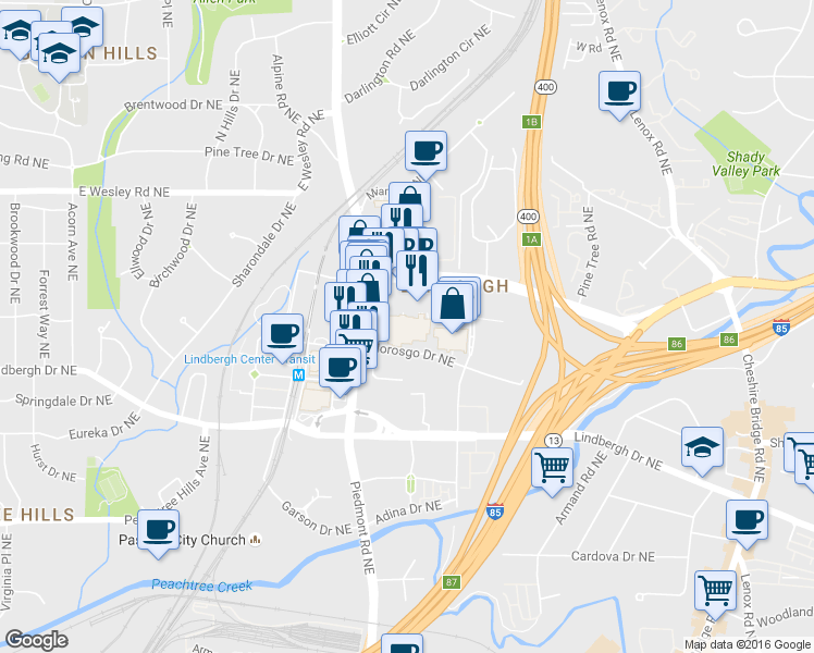 map of restaurants, bars, coffee shops, grocery stores, and more near 3 in Atlanta