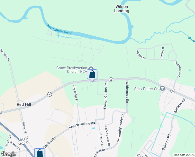 map of restaurants, bars, coffee shops, grocery stores, and more near 715 South Carolina 90 in Conway