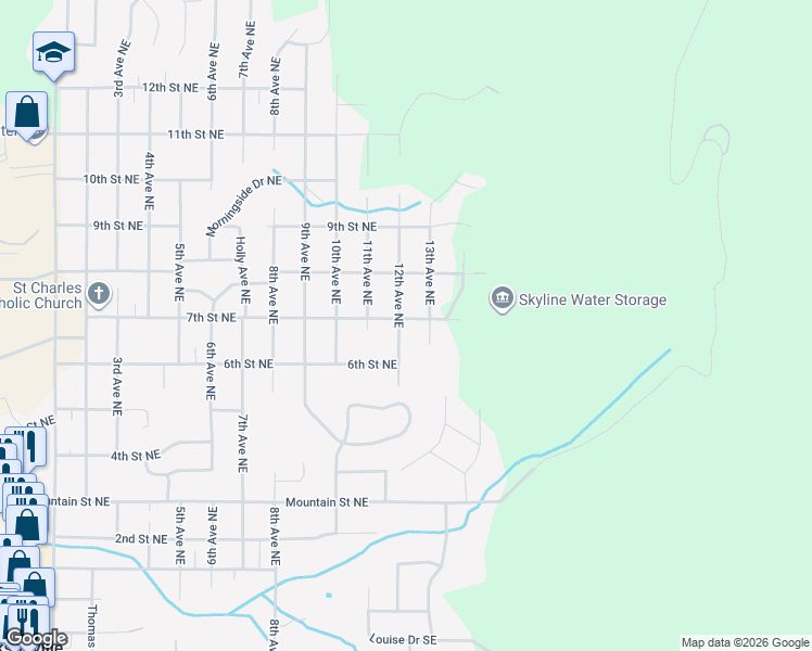 map of restaurants, bars, coffee shops, grocery stores, and more near 706 12th Avenue Northeast in Jacksonville
