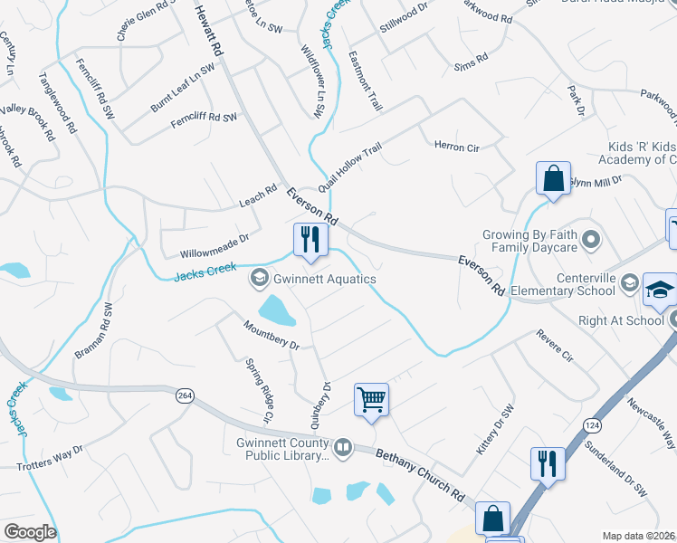map of restaurants, bars, coffee shops, grocery stores, and more near 3776 Etna Drive in Snellville