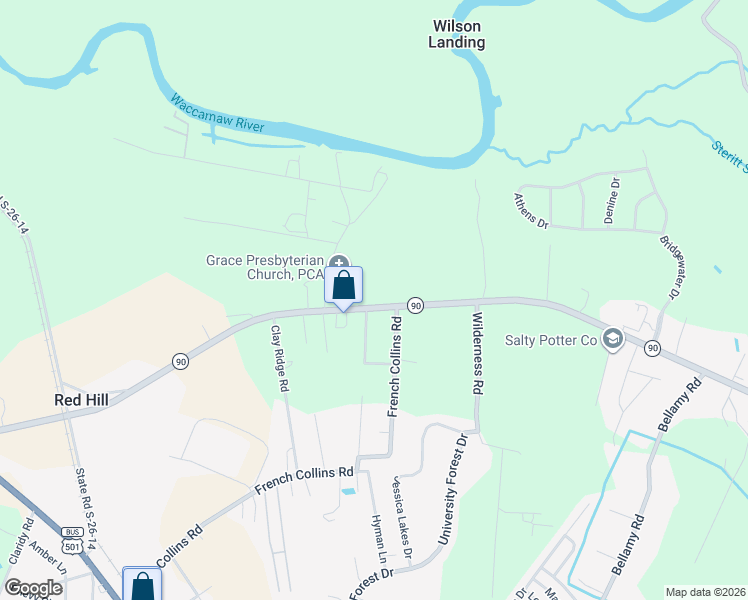 map of restaurants, bars, coffee shops, grocery stores, and more near 715 South Carolina 90 in Conway