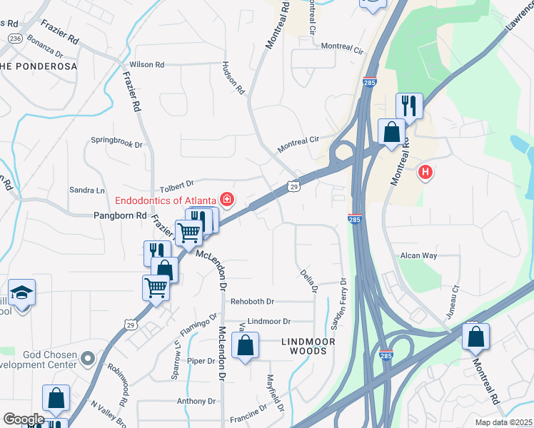 map of restaurants, bars, coffee shops, grocery stores, and more near 2743 Lawrenceville Highway in Decatur