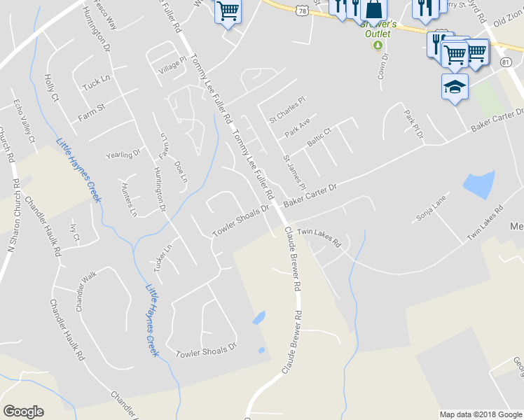 map of restaurants, bars, coffee shops, grocery stores, and more near 209 Towler Drive in Loganville