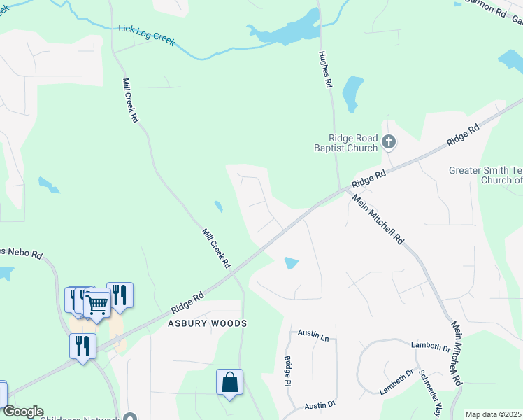 map of restaurants, bars, coffee shops, grocery stores, and more near 95 Summerlyn Drive in Hiram