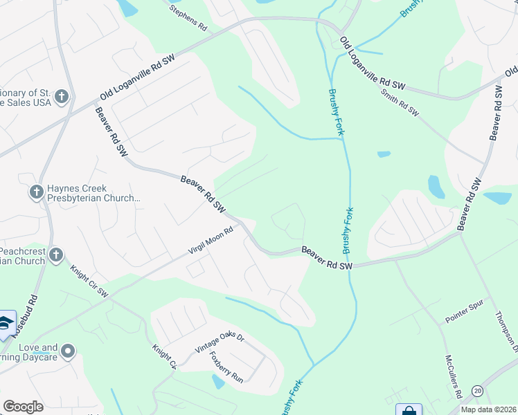 map of restaurants, bars, coffee shops, grocery stores, and more near 4190 Beaver Road Southwest in Loganville