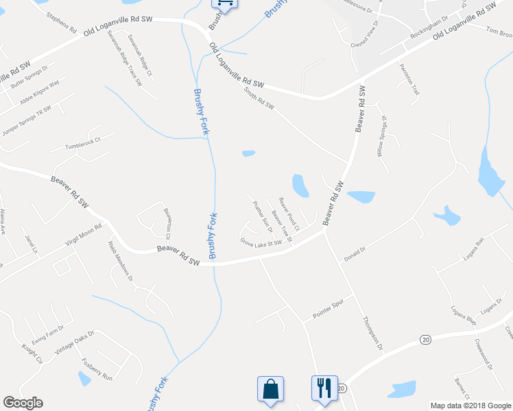 map of restaurants, bars, coffee shops, grocery stores, and more near 4280 Prather Son Drive in Loganville