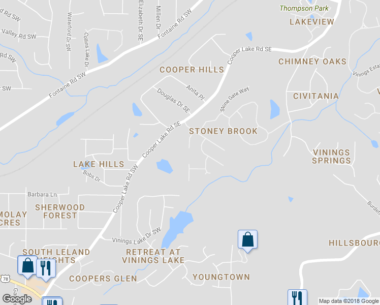 map of restaurants, bars, coffee shops, grocery stores, and more near 233 Eton Court Southeast in Mableton