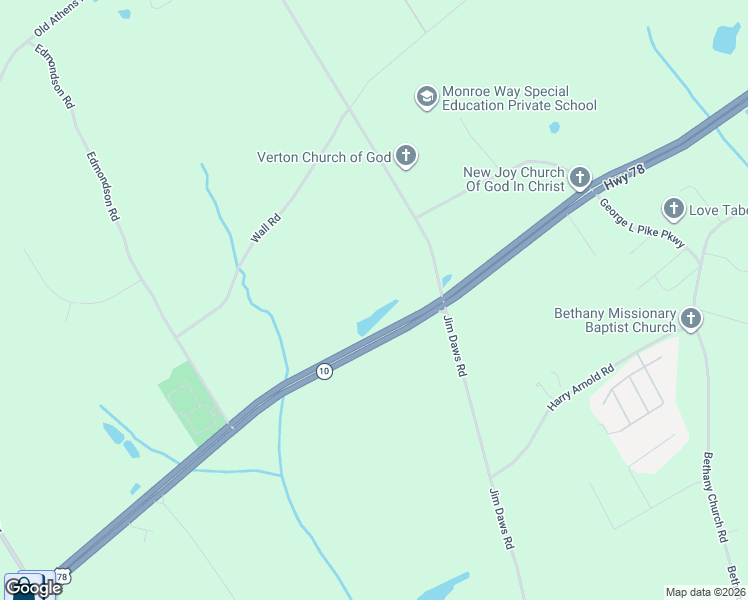 map of restaurants, bars, coffee shops, grocery stores, and more near U.S. 78 in Monroe