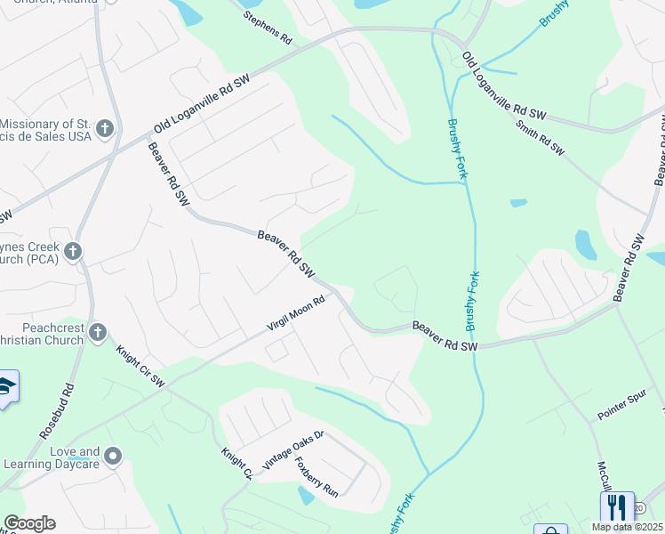 map of restaurants, bars, coffee shops, grocery stores, and more near in Loganville