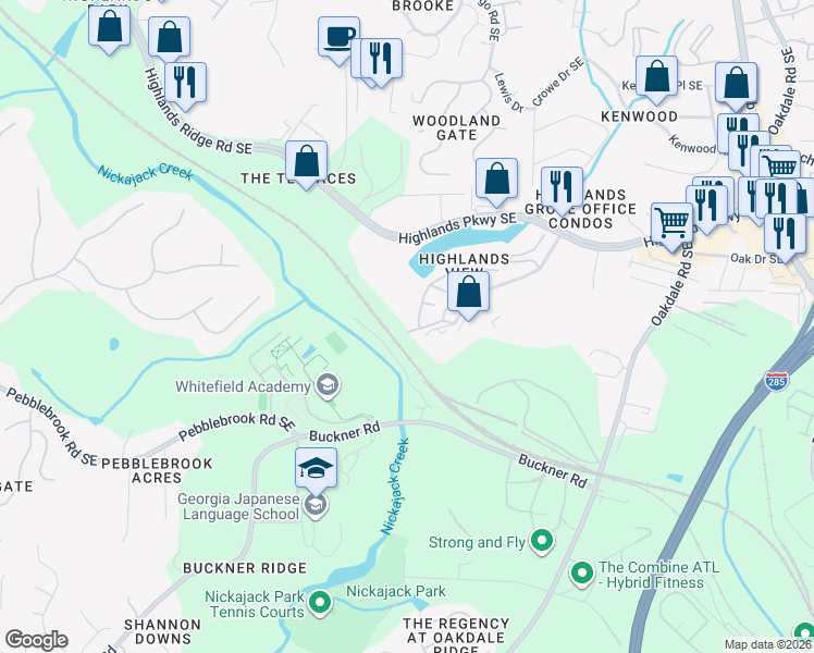 map of restaurants, bars, coffee shops, grocery stores, and more near 102 Stuart Castle Way Southeast in Smyrna