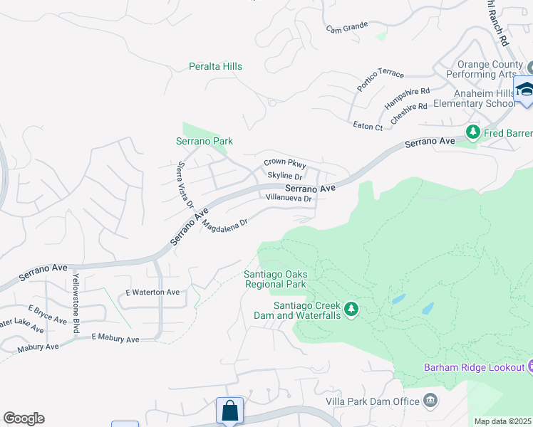 map of restaurants, bars, coffee shops, grocery stores, and more near 7216 Magdalena Drive in Orange
