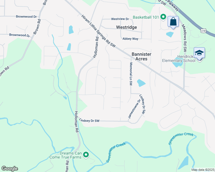 map of restaurants, bars, coffee shops, grocery stores, and more near 5413 Wicklander Drive in Powder Springs