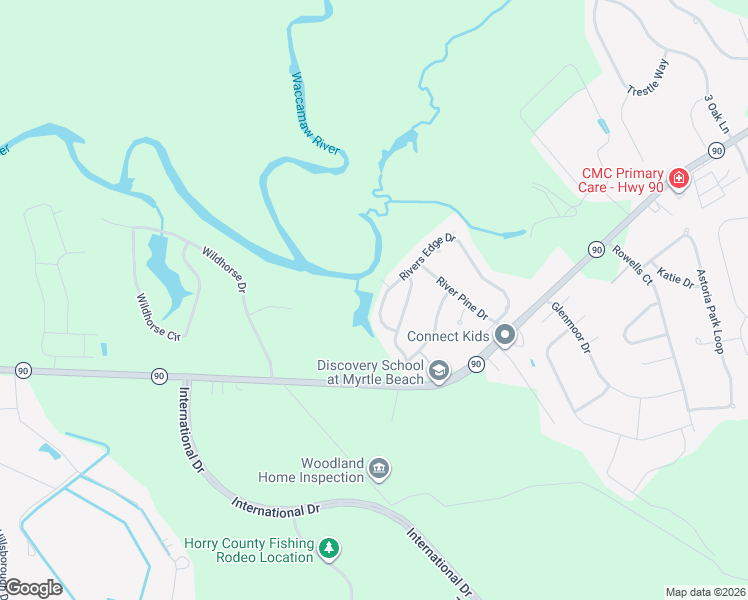 map of restaurants, bars, coffee shops, grocery stores, and more near 278 Rivers Edge Drive in Conway