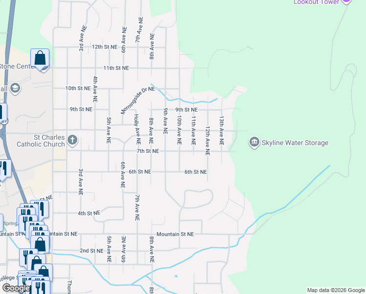 map of restaurants, bars, coffee shops, grocery stores, and more near 703 10th Avenue Northeast in Jacksonville
