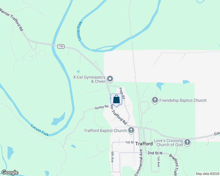 map of restaurants, bars, coffee shops, grocery stores, and more near 2400 Warrior - Trafford Road in Trafford