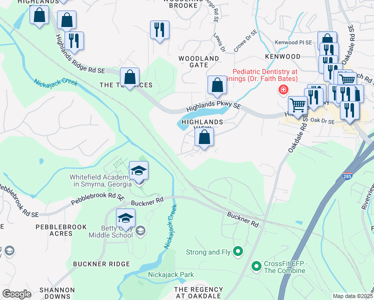 map of restaurants, bars, coffee shops, grocery stores, and more near 118 Stuart Castle Way Southeast in Smyrna