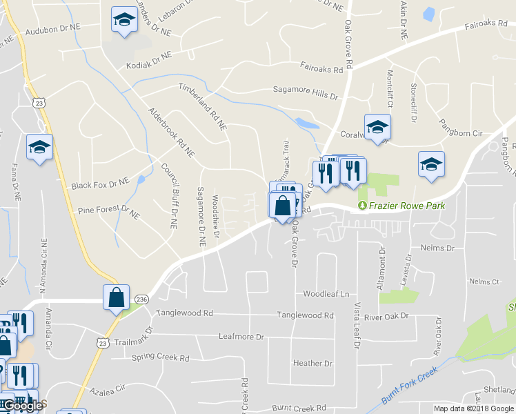 map of restaurants, bars, coffee shops, grocery stores, and more near 1513 September Chase in Decatur