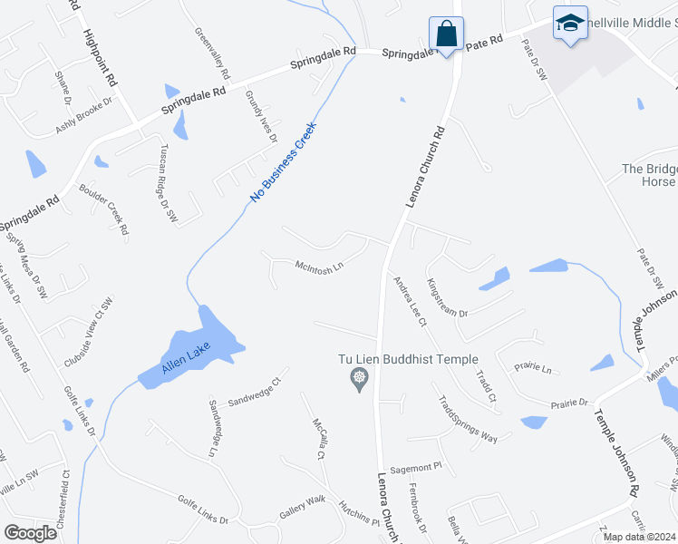 map of restaurants, bars, coffee shops, grocery stores, and more near 3404 McIntosh Lane in Snellville
