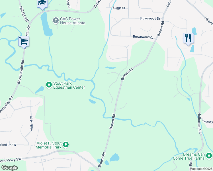 map of restaurants, bars, coffee shops, grocery stores, and more near 4914 Brown Leaf Drive in Powder Springs