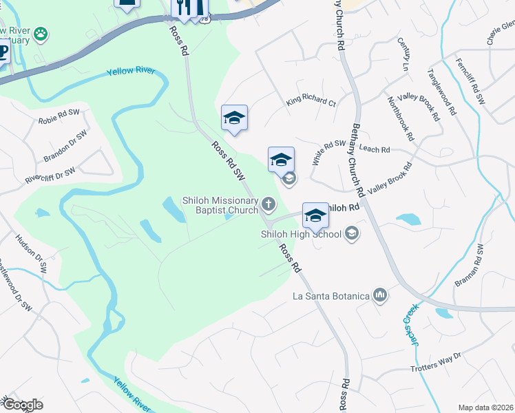 map of restaurants, bars, coffee shops, grocery stores, and more near 2300-2594 Ross Road in Snellville