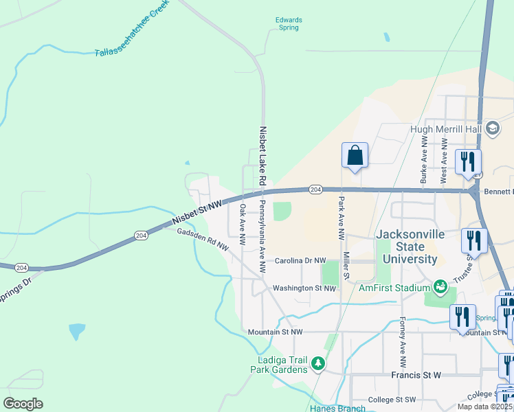 map of restaurants, bars, coffee shops, grocery stores, and more near 1004 Pennsylvania Avenue Northwest in Jacksonville