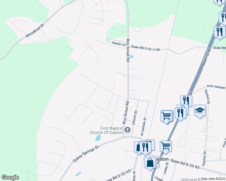 map of restaurants, bars, coffee shops, grocery stores, and more near 227 Sugar Loaf Road in Gaston
