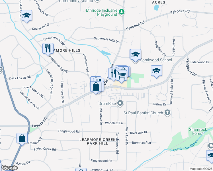 map of restaurants, bars, coffee shops, grocery stores, and more near 2788 Lavista Road in Decatur