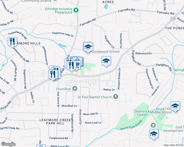 map of restaurants, bars, coffee shops, grocery stores, and more near 2892 Lavista Road in Decatur