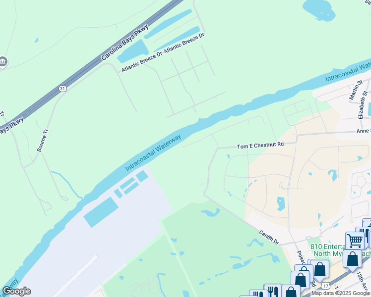 map of restaurants, bars, coffee shops, grocery stores, and more near 114 Palmetto Harbour Drive in North Myrtle Beach