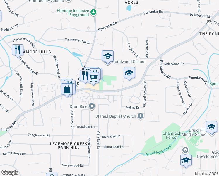 map of restaurants, bars, coffee shops, grocery stores, and more near 2892 Lavista Road in Decatur