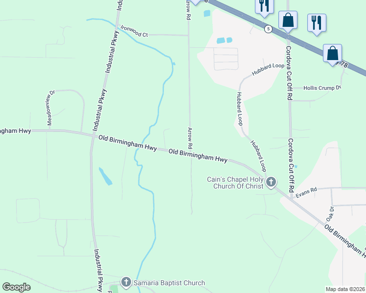 map of restaurants, bars, coffee shops, grocery stores, and more near 3839-4101 Old Birmingham Highway in Jasper