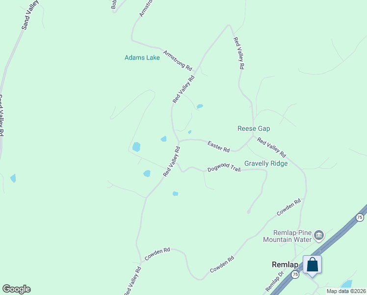 map of restaurants, bars, coffee shops, grocery stores, and more near 3900 Red Valley Road in Remlap