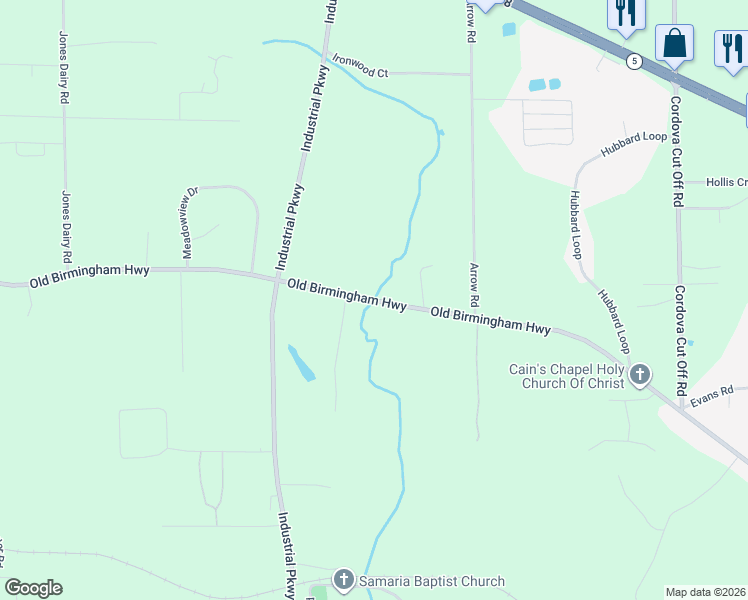 map of restaurants, bars, coffee shops, grocery stores, and more near 3839 Old Birmingham Highway in Jasper