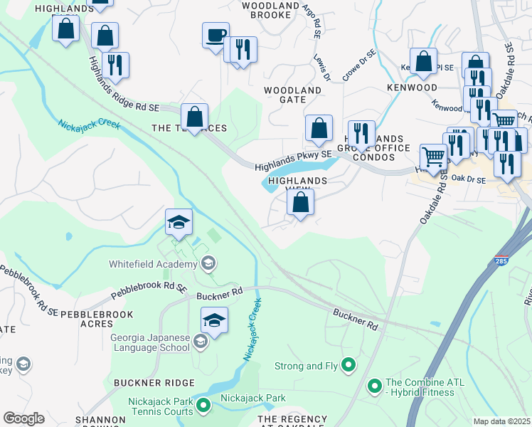 map of restaurants, bars, coffee shops, grocery stores, and more near 118 Stuart Castle Way Southeast in Smyrna