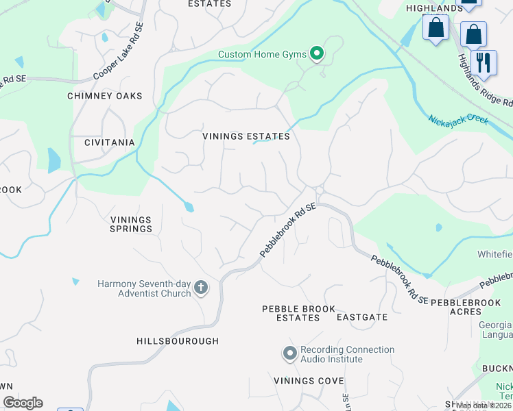 map of restaurants, bars, coffee shops, grocery stores, and more near 790 Bell Haven Chase Court Southeast in Mableton