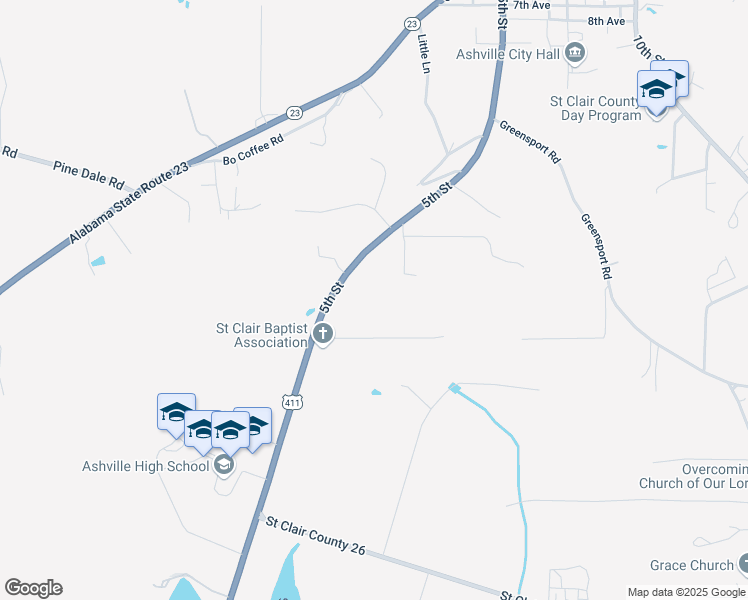 map of restaurants, bars, coffee shops, grocery stores, and more near 33794 U.S. 231 in Ashville