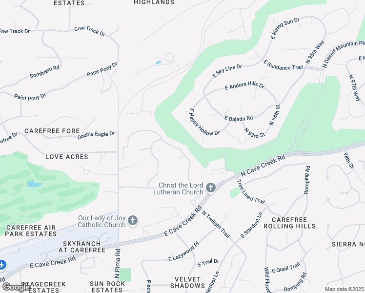 map of restaurants, bars, coffee shops, grocery stores, and more near 9199 East Happy Hollow Drive in Scottsdale