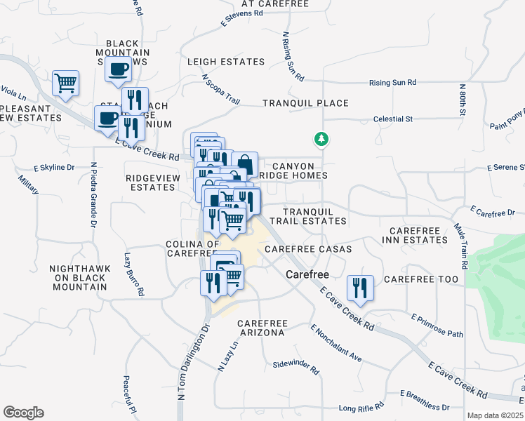 map of restaurants, bars, coffee shops, grocery stores, and more near in Carefree
