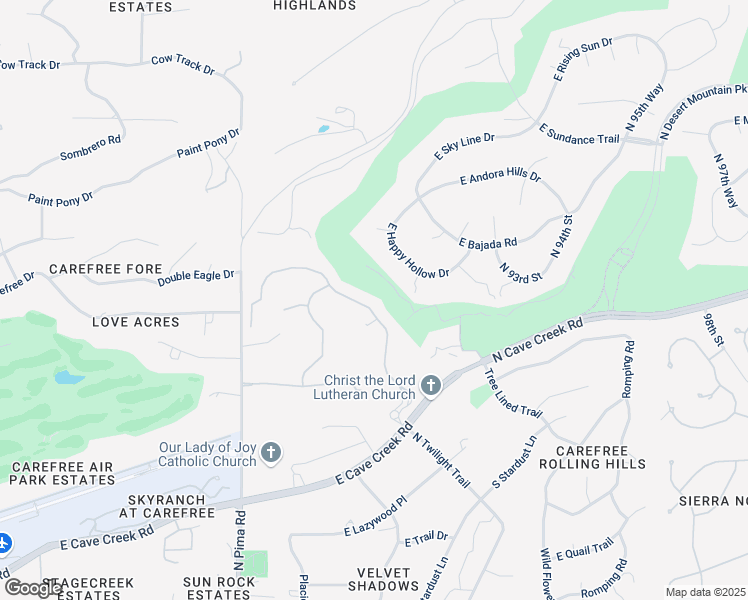 map of restaurants, bars, coffee shops, grocery stores, and more near 9199 East Happy Hollow Drive in Scottsdale