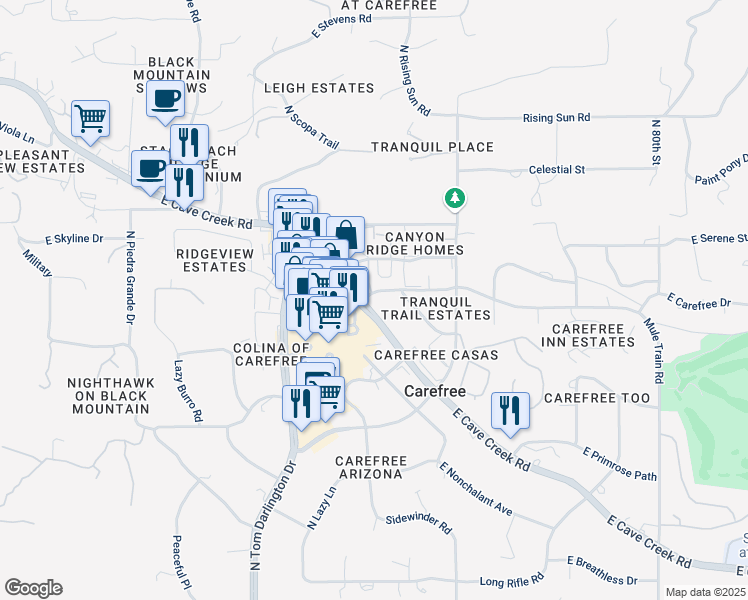 map of restaurants, bars, coffee shops, grocery stores, and more near in Carefree